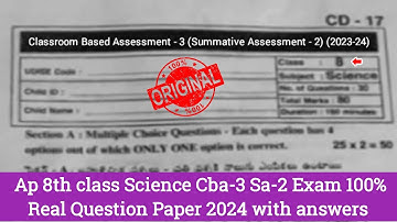 ap 8th class science Sa2 question paper 2024|ap 8th cba-3 sa-2 general science question paper 2024