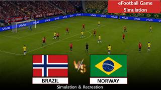 LIVE: Brazil vs Norway | eFootball PES Video Game Simulation | Full Match Live Stream screenshot 2