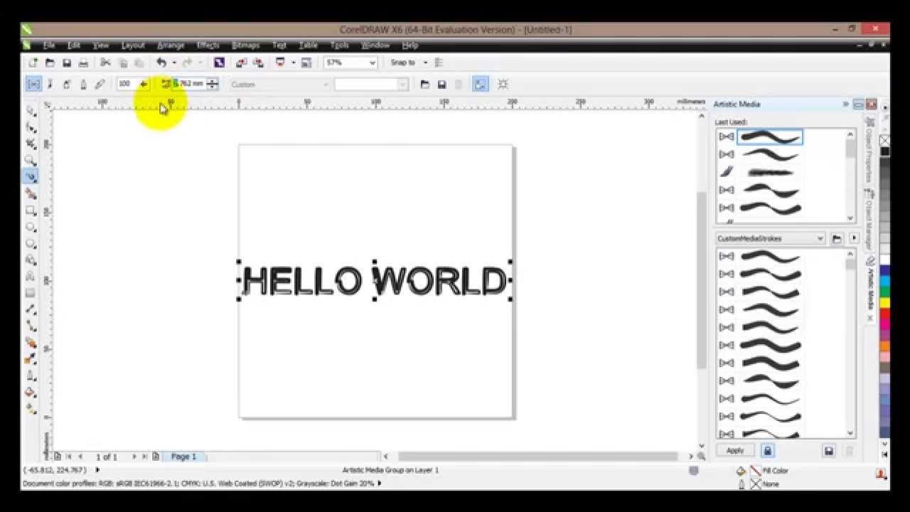 CORELDRAW tutorial 13 How to use Artistic Media tool YouTube