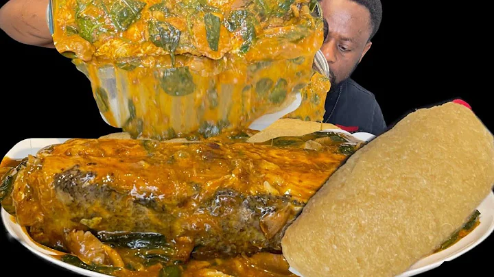 ASMR MUKBANG OGBONO SOUP, WITH FUFU AND MERLUZA FISH AFRICAN NIGERIAN FOOD MUKBANG.