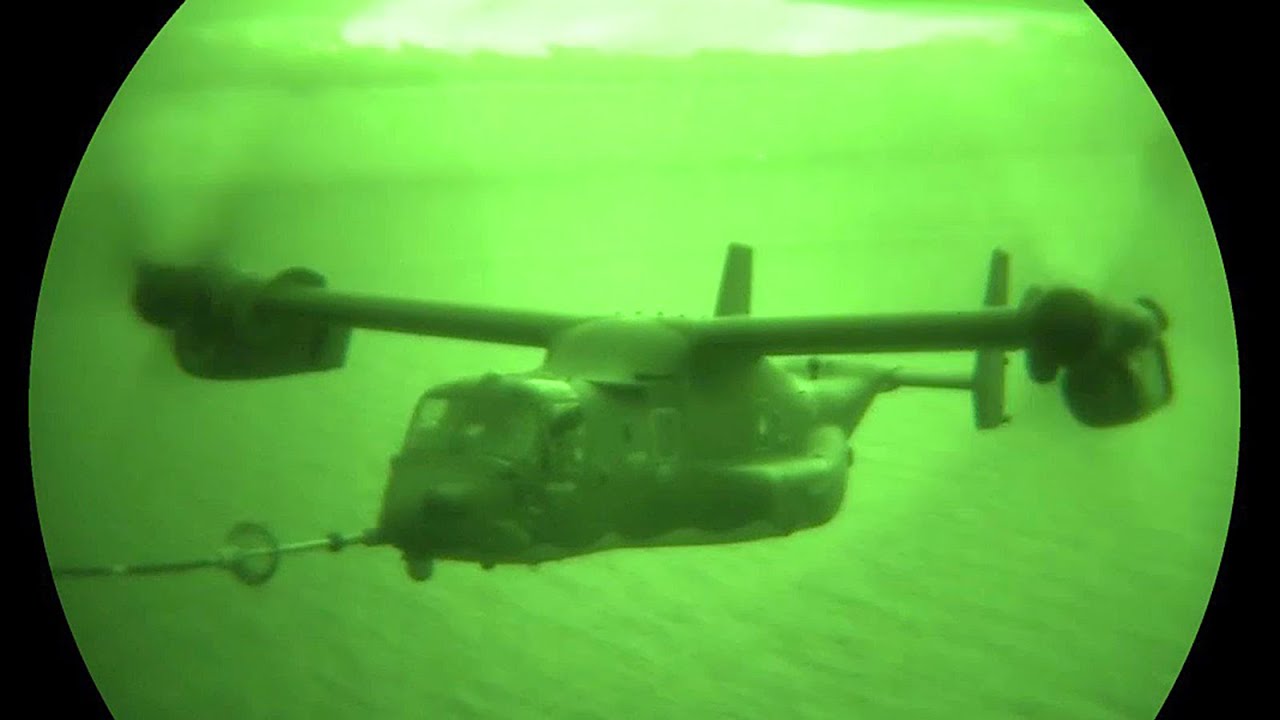 CV-22 Tilt-Rotor Aircraft Air-to-Air Refueling Mission With MC-130J