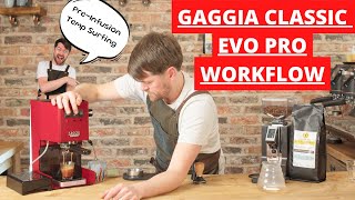Gaggia Classic 2023 Pro Evo Workflow, Preinfusion, Temp Surfing & Milk Steaming. No Cuts.