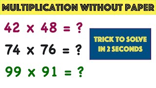 Multiplication Without Pen and Paper - Do it in 2 seconds ||  Maths Tricks and Shortcuts screenshot 3