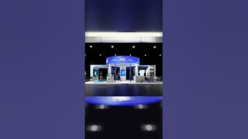 Before and after of an exhibition stand 3D design.