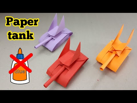 How to make a paper tank without glue - Origami tank tutorial