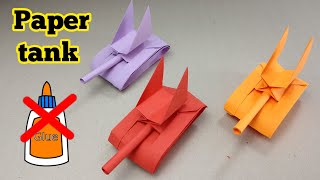How to make a paper tank without glue  Origami tank tutorial