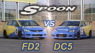 [ENG CC] Spoon Civic FD2 vs. Spoon Integra DC5 Tsukuba 2007
