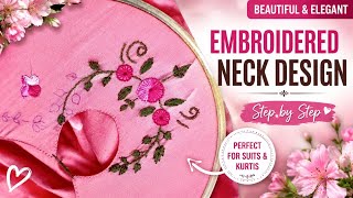 HAND EMBROIDERY NECK DESIGN FOR COTTON SUIT||SOFT STITCH STIDIO  PART 1 screenshot 5
