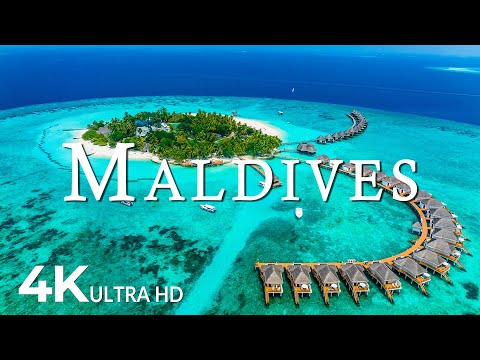 FLYING OVER MALDIVES (4K UHD) - Soothing Music Along With Beautiful Nature Video - 4K Video Ultra HD