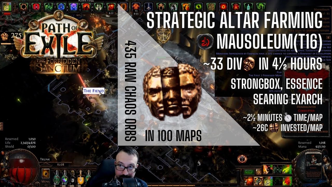 [PoE 3.20] 100 MAPS Low-investment Exarch Altars on Mausoleum(T16 ...