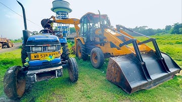 New Jcb 3dx Eco Backhoe Loading Red Mud in Sonalika Di 42 Rx Tractor | Jcb Tractor Cartoon | Jcb Jcp