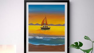 beach acrylic painting landscape simple