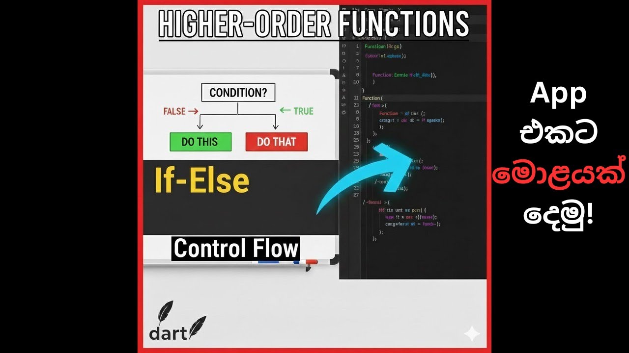 25 Introduction to Control Flow: If-Else Conditions in Dart (Sinhala) | Part 01
