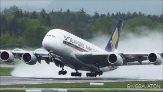Impressive Water Spray Takeoffs At Zurich Airport