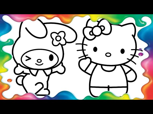 Video infantil Aprender cores para criancas colorir desenhos Hello Kitty  colorindo desenho infantil 