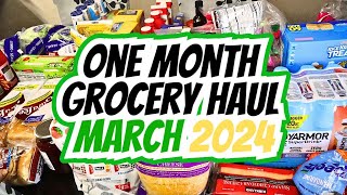 One Month Grocery Haul | Large Family Grocery Shopping | Extreme Grocery Budgeting | March 2024