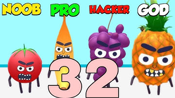 NOOB vs PRO vs HACKER in Hit Tomato 3D: All Levels Gameplay, New iOS Android Games