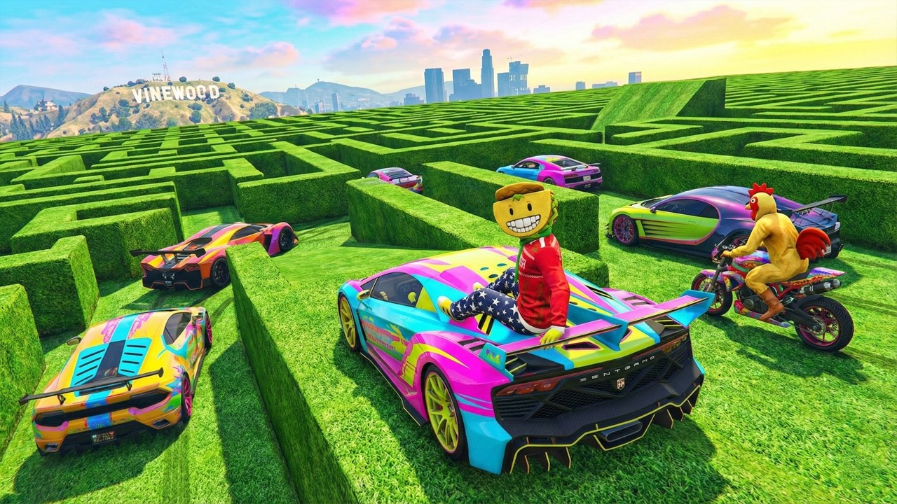 EL ÚLTIMO EXPLOTA CON COCHES ALEATORIOS EN UN LABERINTO GIGANTE!! - GTA 5 ONLINE