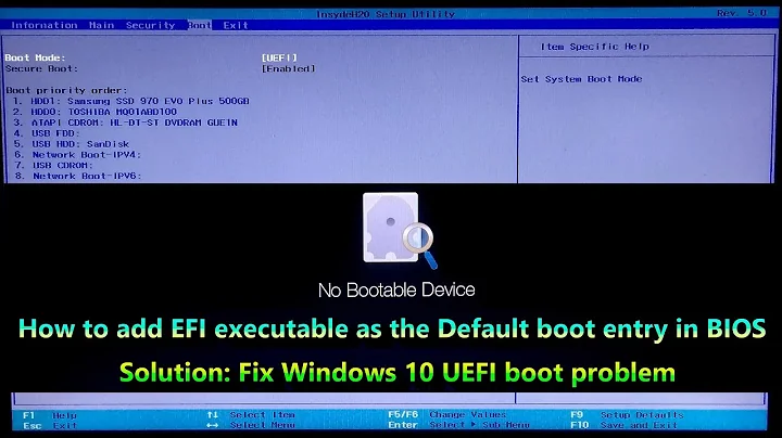 How to Add EFI Executable as the Default Boot Entry in BIOS | Fix Windows 10 UEFI Boot Problem