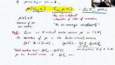 Banach-valued Analysis, Lecture 8 part 1: Vector measures