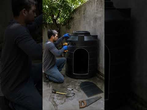 I Turned an Old Water Tank Into a Cool Dog House | DIY Recycled Dog Shelter #Shorts thumbnail