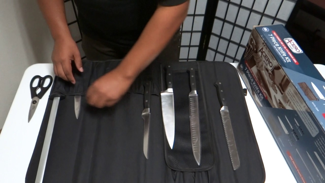 Winco KFP-KITA 7-Piece Acero Knife Bag Set