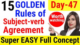 Subject Verb Agreement - 15 Golden Rules, Basic English grammar Day47