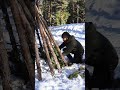 Building a teepee deep in the winter forest bushcraft survival
