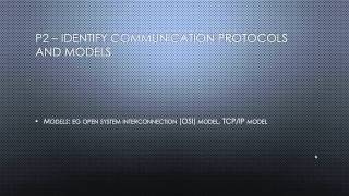 BTEC Level 3 Information Technology - Unit 10 - Communication Technologies - P2