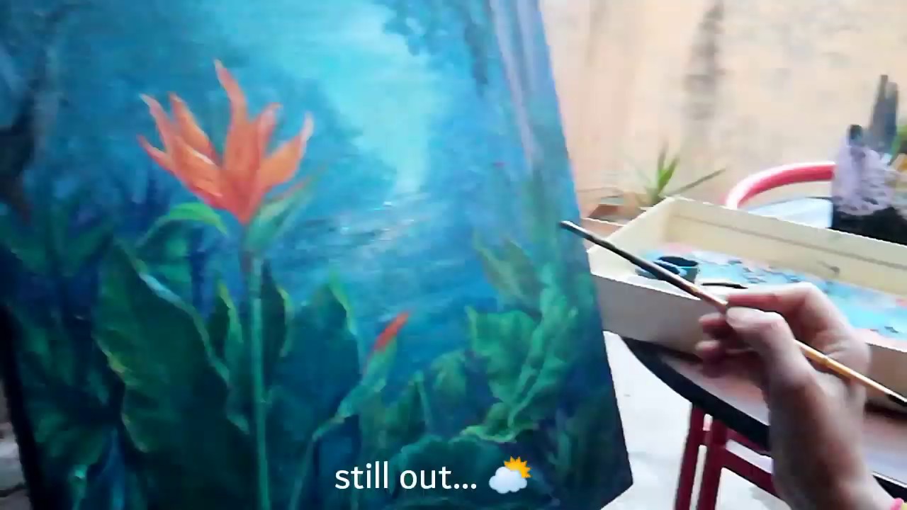 #oilpainting ft. Enchanting landscape | bird of paradise 