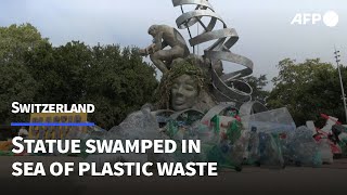 Giant sculpture exposes plastic pollution in front of UN in Geneva | AFP