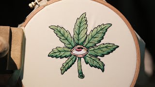 SHORT FILM #4 🍁 Hand Embroidery Stoner Marijuana Leaf on Shirt | LIT DECOR