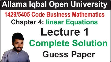 Chapter 4 Solution: 1429 Code Chapter 4 Linear Equations Lecture 1 |1429 Solved Guess Paper