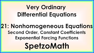 21 - Nonhomogeneous Equations (Exponential Forcing)