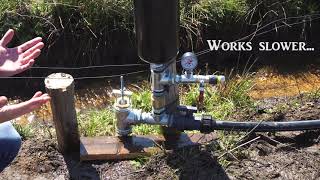 RAM PUMP installation on a cow farm  pump water without electricity
