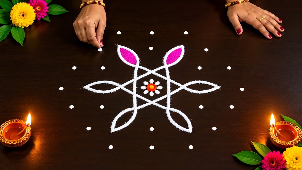Simple dussehra special rangoli / small festival rangoli design ...