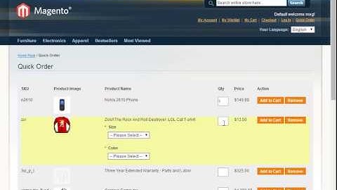 Magento Advanced Quick Order