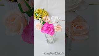 DIY Fake Rose Flower 🌹#shorts #youtubeshorts #viralvideo #diy #roomdecor #fakeplants #art
