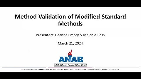 ANAB Webinar: Method Validation of Modified Standard Methods