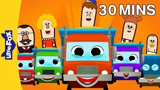 Five Big Dump Trucks and More Basic Concept Songs | Numbers, Colors, and Time | By Little Fox