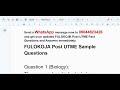 FULOKOJA Post UTME Past Questions and Answers 2026 PDF Download | Federal University Lokoja Guide