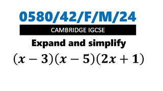 Expand and simplify (x-3)(x-5)(2x+1)