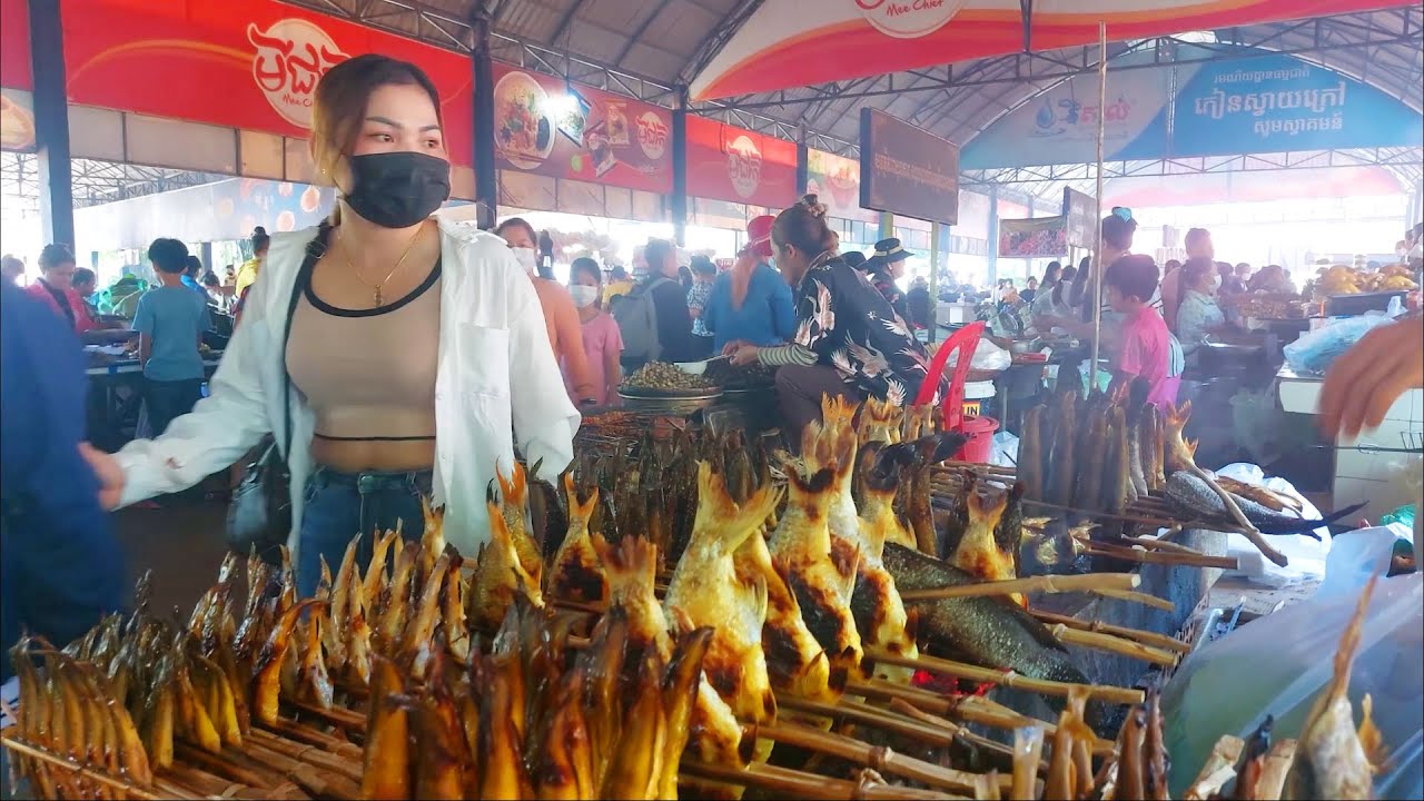 Countryside Best Street Food @Kien Svay Resort - Grilled Fish, Snails, Jackfruit, Mango and More