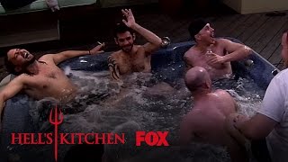 The Male Chefs Skinny Dip In The Dorm Hot Tub | Season 16 Ep. 2 | HELL'S KITCHEN