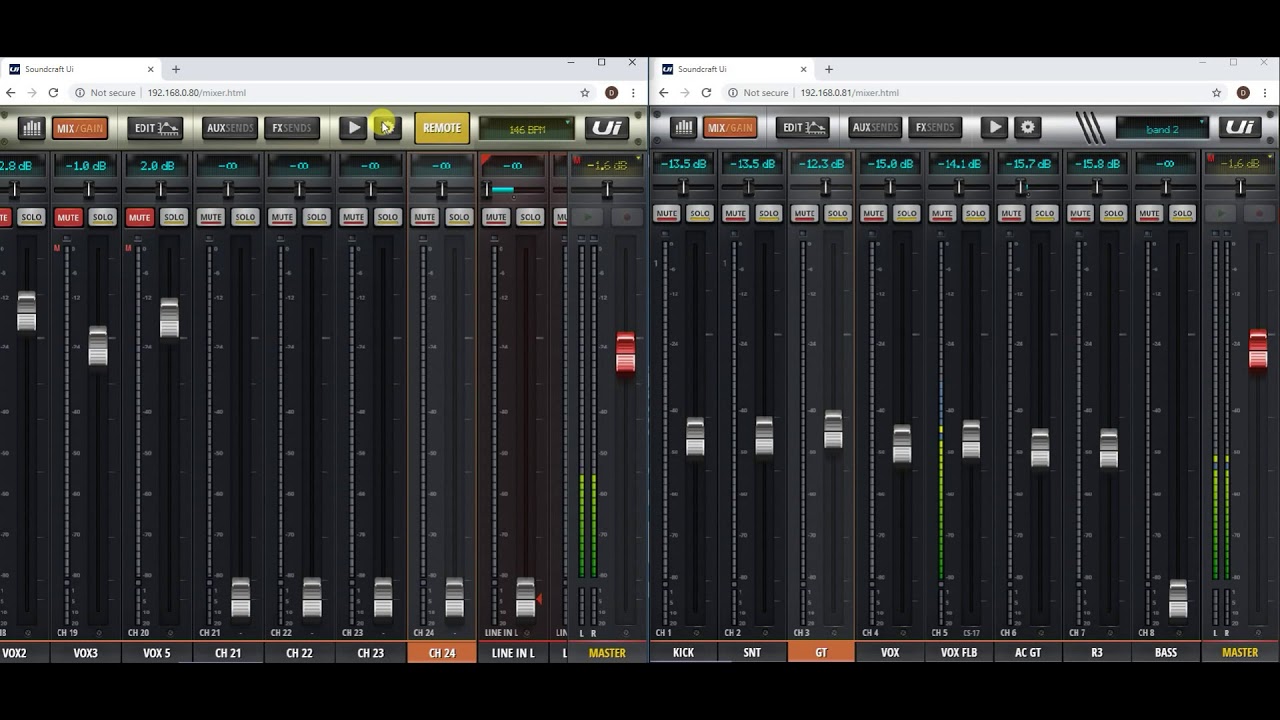 Ui24R V3 cascade SOLO and AUX