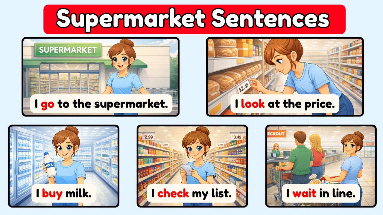 Speak English Every Day 🗣️ |25 Sentences About Supermarket You Must Know