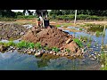 Komatsu Bulldozer Earthmoving Work Near Water Bulldozer Working on Water Pond and Muddy Terrain