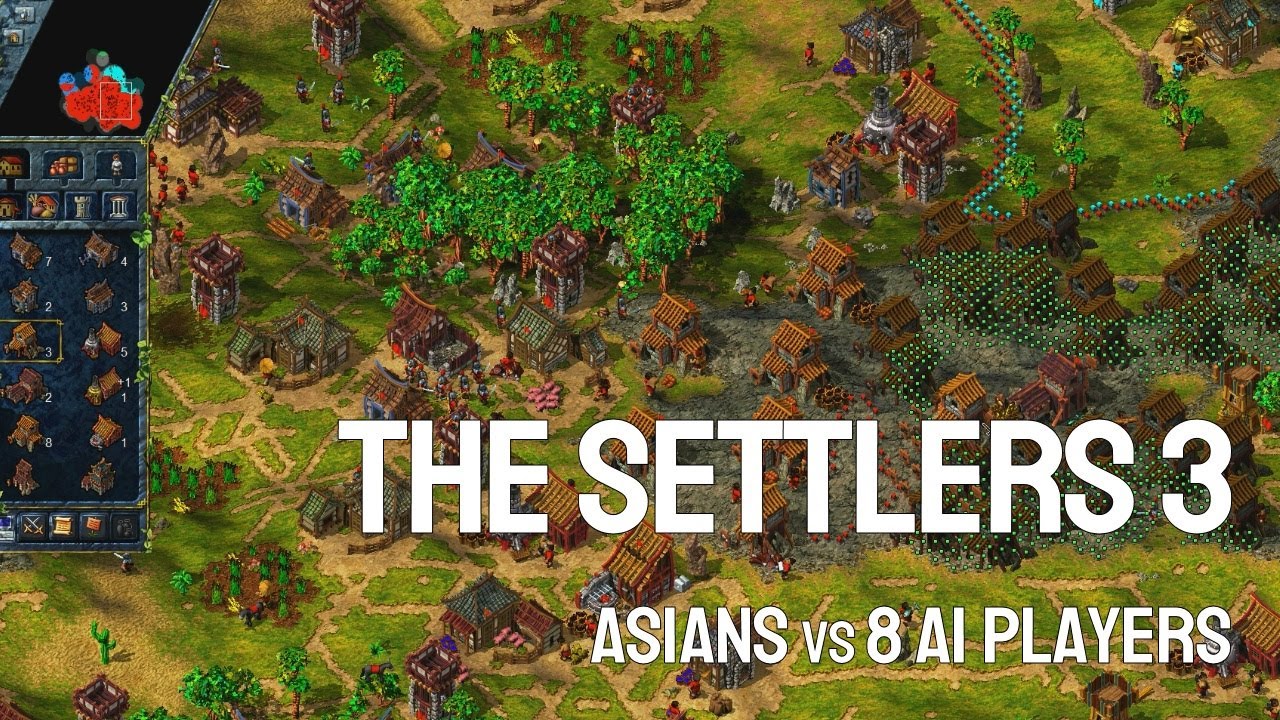 Settlers 3 HE gameplay, Asians vs 8 AI 1vs8