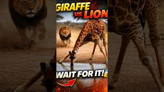 "Lion Sneaks Up on Giraffe While Drinking Water 🦁😳"#shorts #wildlife #viral