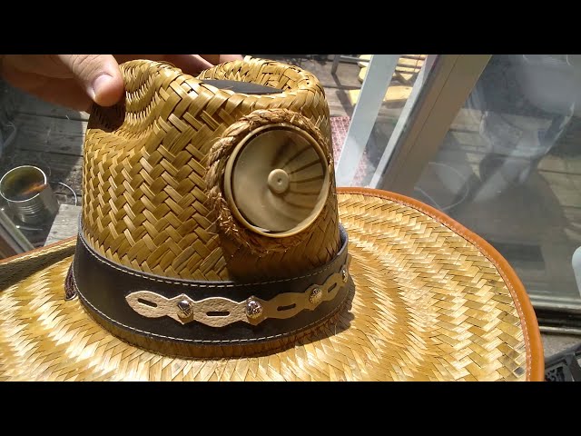 Cowboy Straw hat with solar powered fan by Kool Breeze Solar Hats 